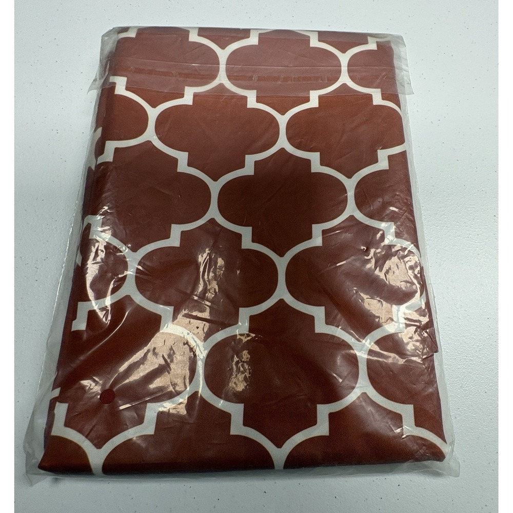 homing Moroccan Geometric Reversible Tablecloth Rust /White Rectangle 60 x 84